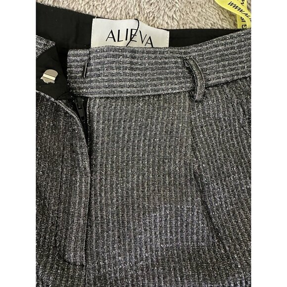 Alieva Women’s Pants DONNA TITANIUM FOILED METALLIC CHARCOAL Size S New - Picture 6 of 16